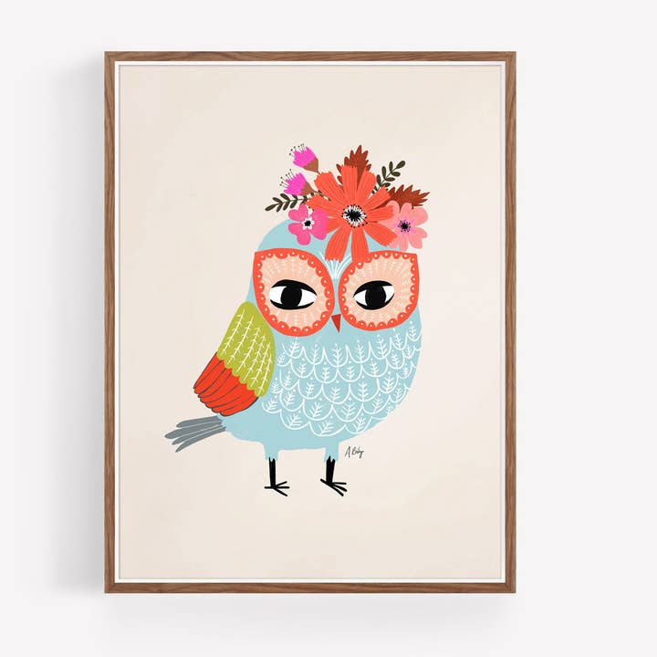 Helga Owl - impressão de ilustração de coruja por atacado de Annie Bailey Art