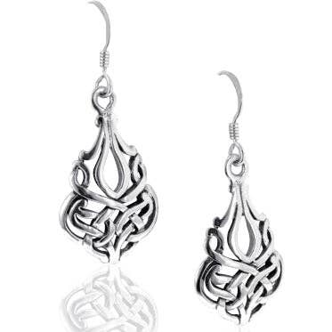 Boucles d'oreilles à nœud celtique en filigrane en argent sterling massif pour la vente par Silver Insanity