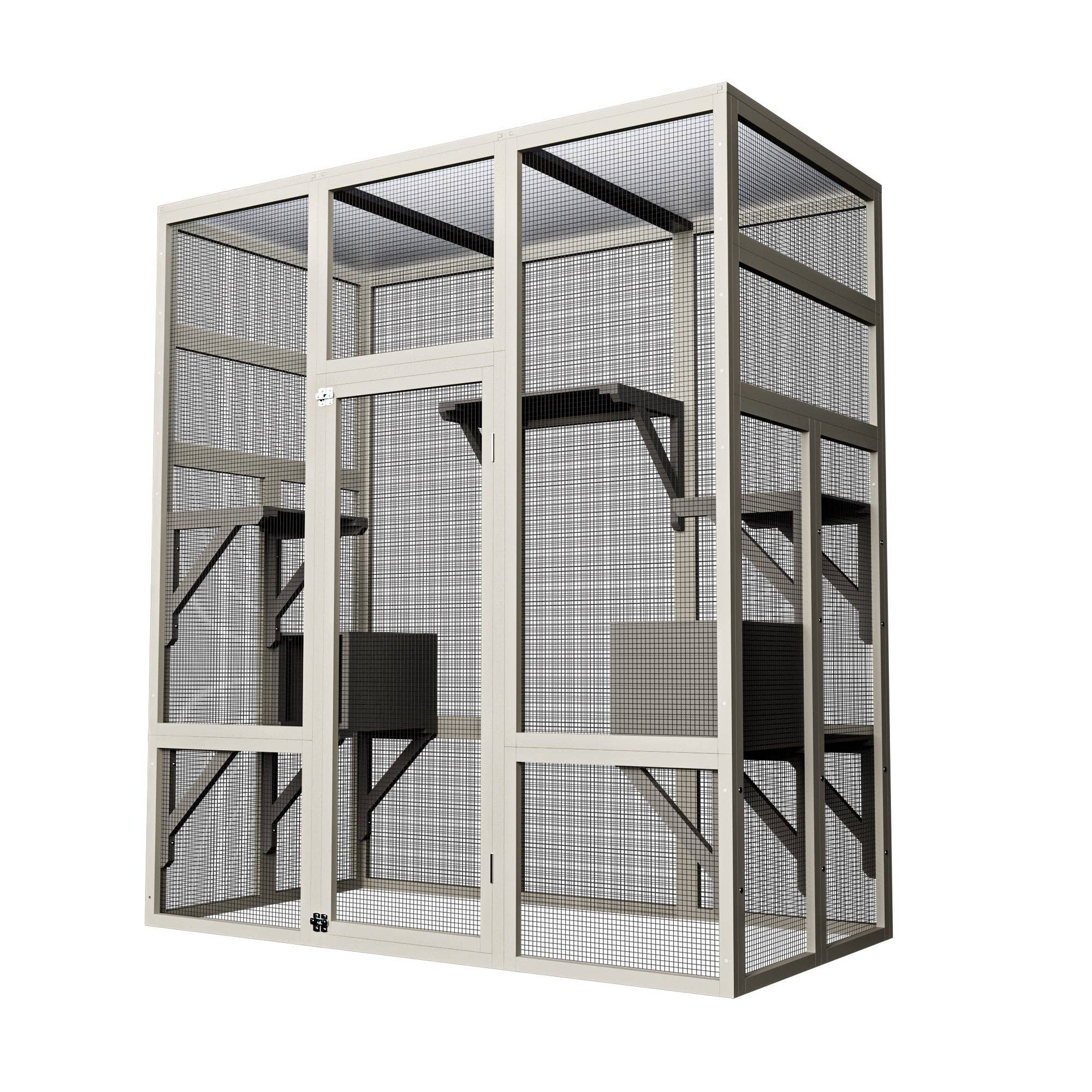 39F Inc. - Wholesale Pet Play Tunnel - Dog - 62.6in Large Outdoor Wooden Catio with Platforms & Boxes11