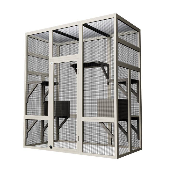 39F Inc. - Wholesale Pet Play Tunnel - Dog - 62.6in Large Outdoor Wooden Catio with Platforms & Boxes11