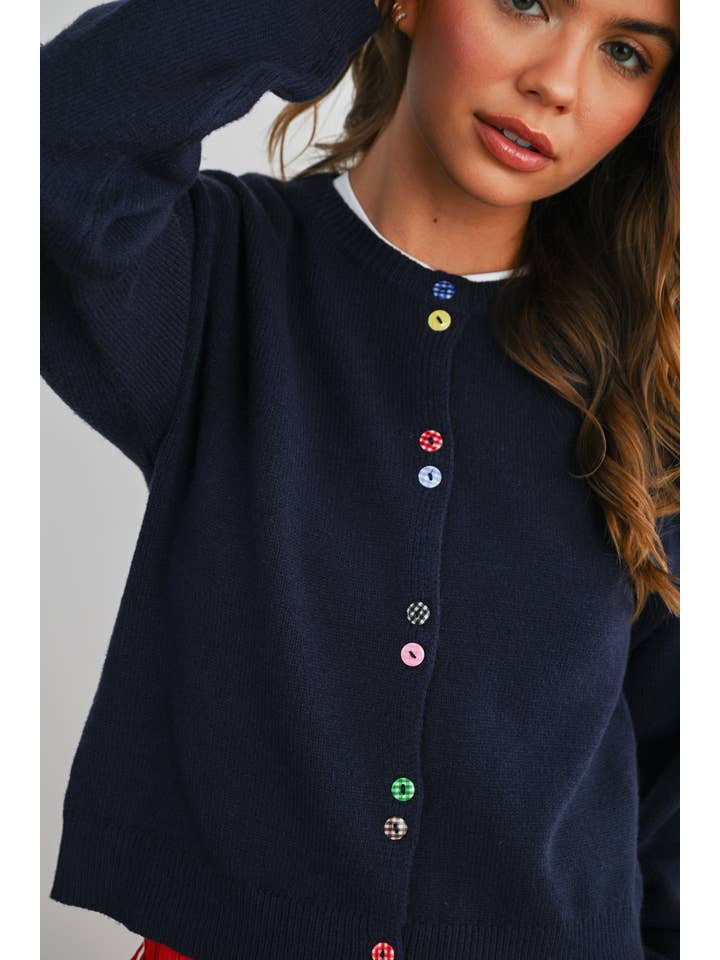 BUTTERMELON - Wholesale Cardigan - Women's - Long Sleeve Buttoned Cropped Cardigan - BMC790642