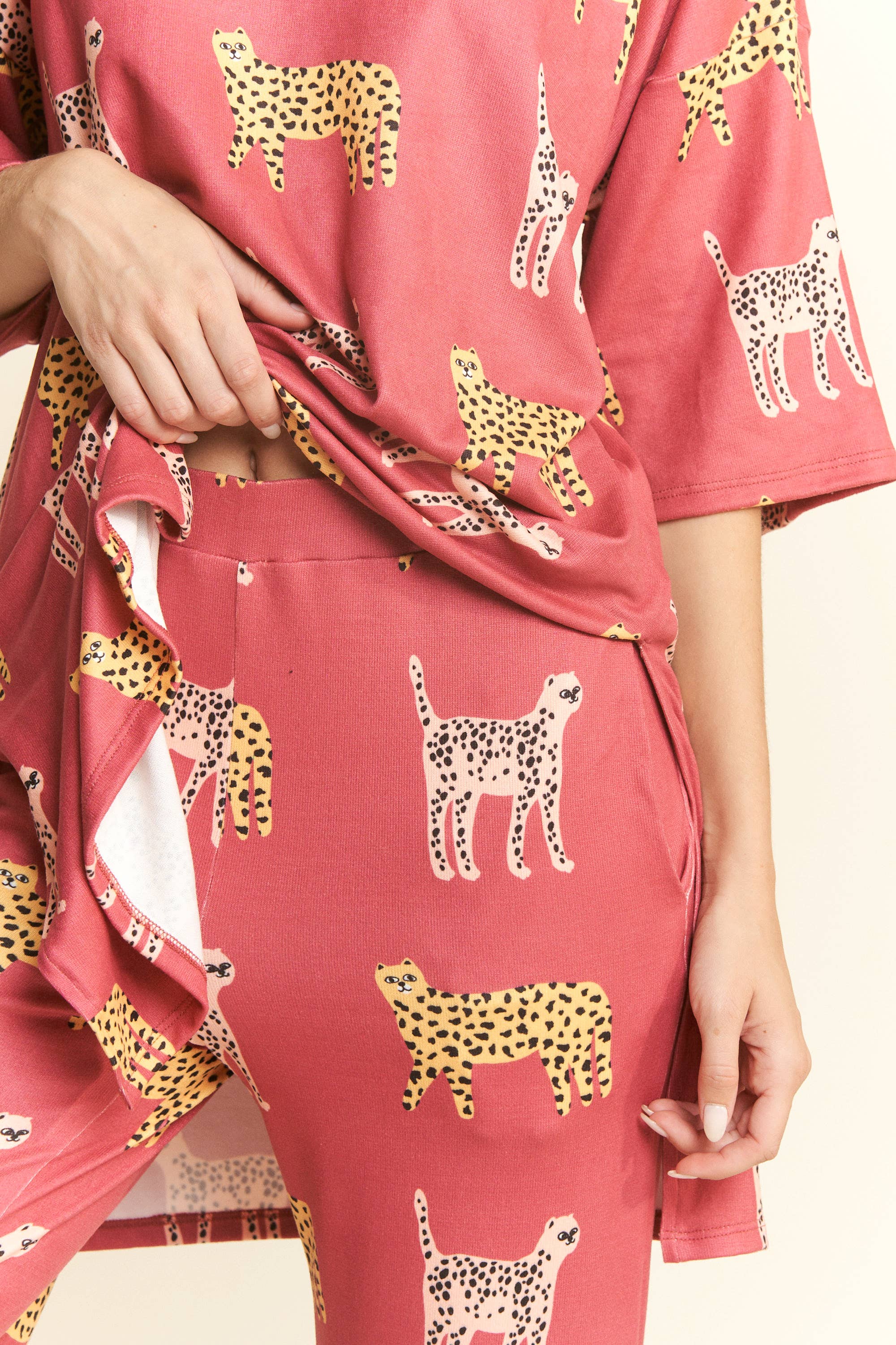 JADE BY JANE - Wholesale Lounge Set - Women's - CHEETAH PRINT TOP-BOTTOM SET3