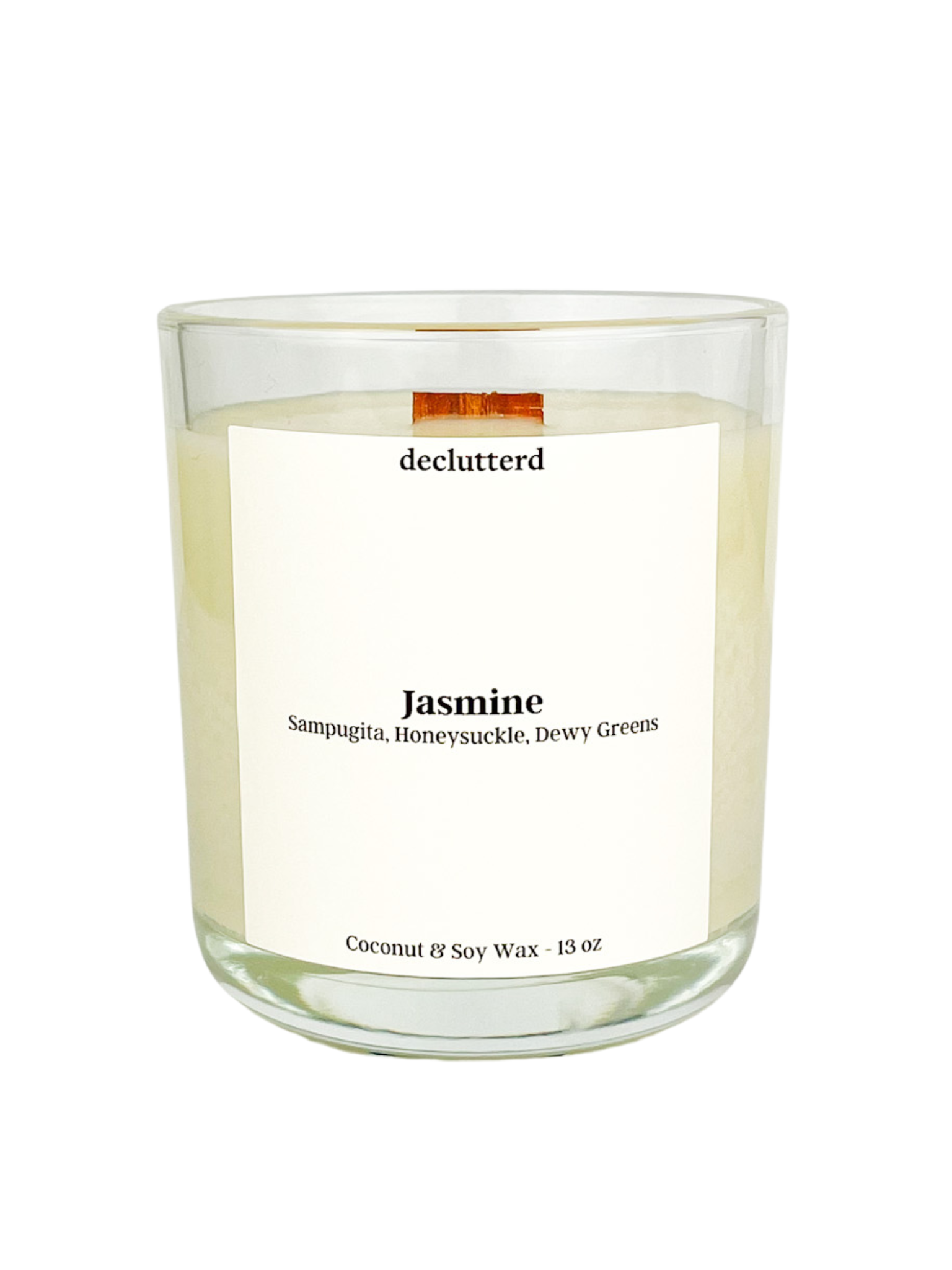 declutterd - Wholesale Jar/Filled Candle - Candle Wood Wick Jasmine Non Toxic Coconut Soy Wax1