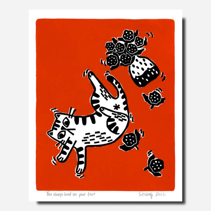 Cat Art Print - You Always Land On Your Feet for wholesale by ShangDaili