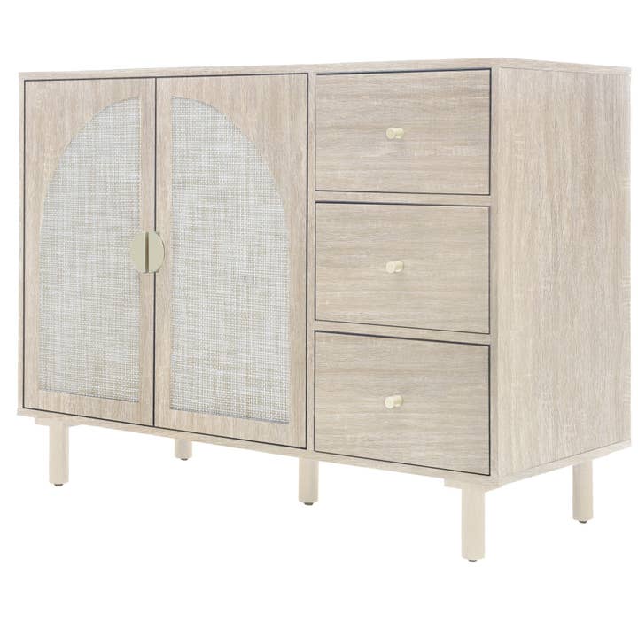 Orange County Decor - Wholesale Cabinet - 2 Door 3 Drawer Cabinet, Suitable For Bedroom, Living Room, Study Natural Mdf8