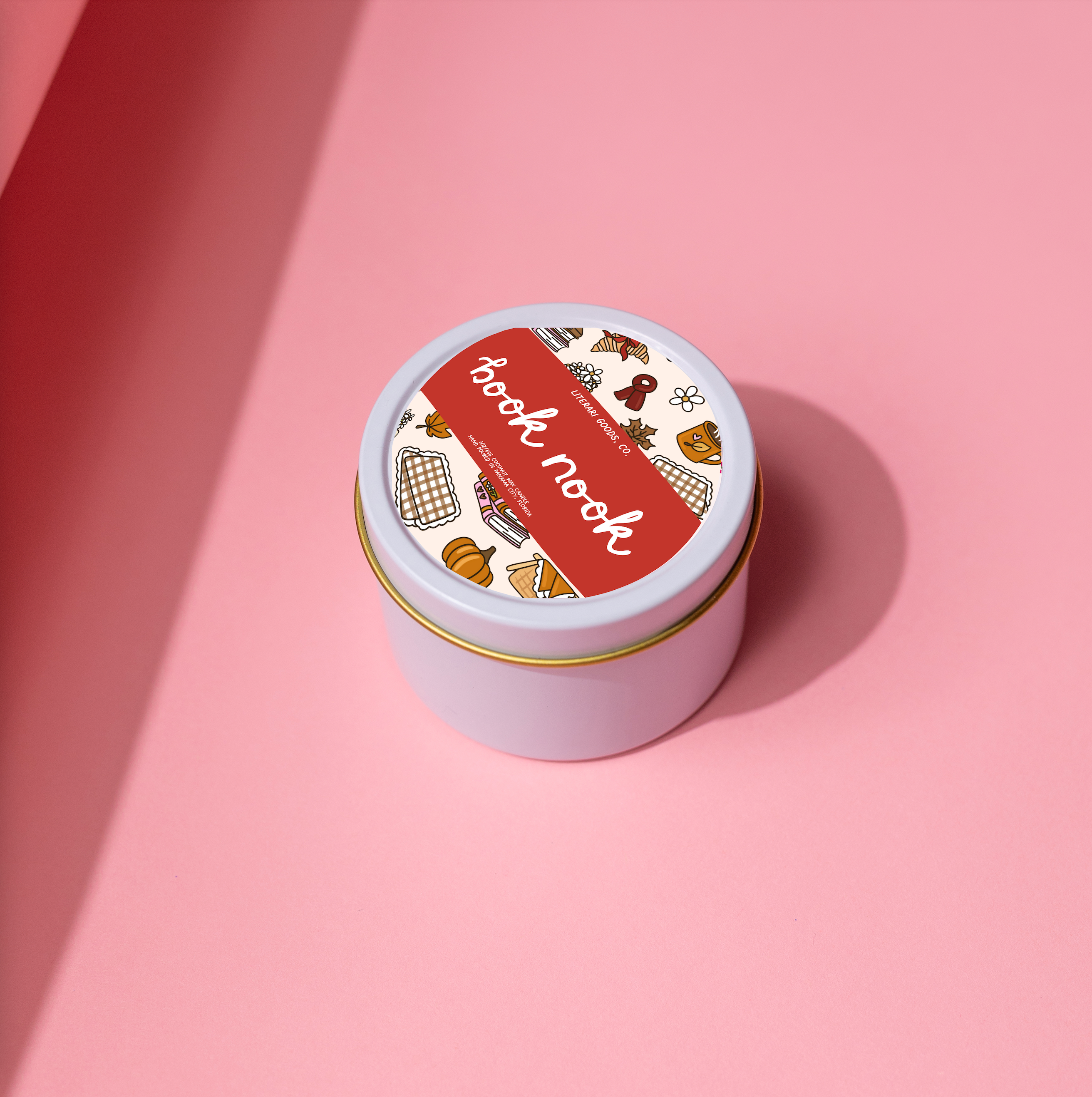 Literari Goods, Co | Book Themed Candles + Gifts - Wholesale Jar/Filled Candle - Bookish Fall Candle Tin Gift - Reader Stocking Stuffer - BN3