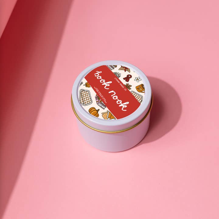 Literari Goods, Co | Book Themed Candles + Gifts - Wholesale Jar/Filled Candle - Bookish Fall Candle Tin Gift - Reader Stocking Stuffer - BN3