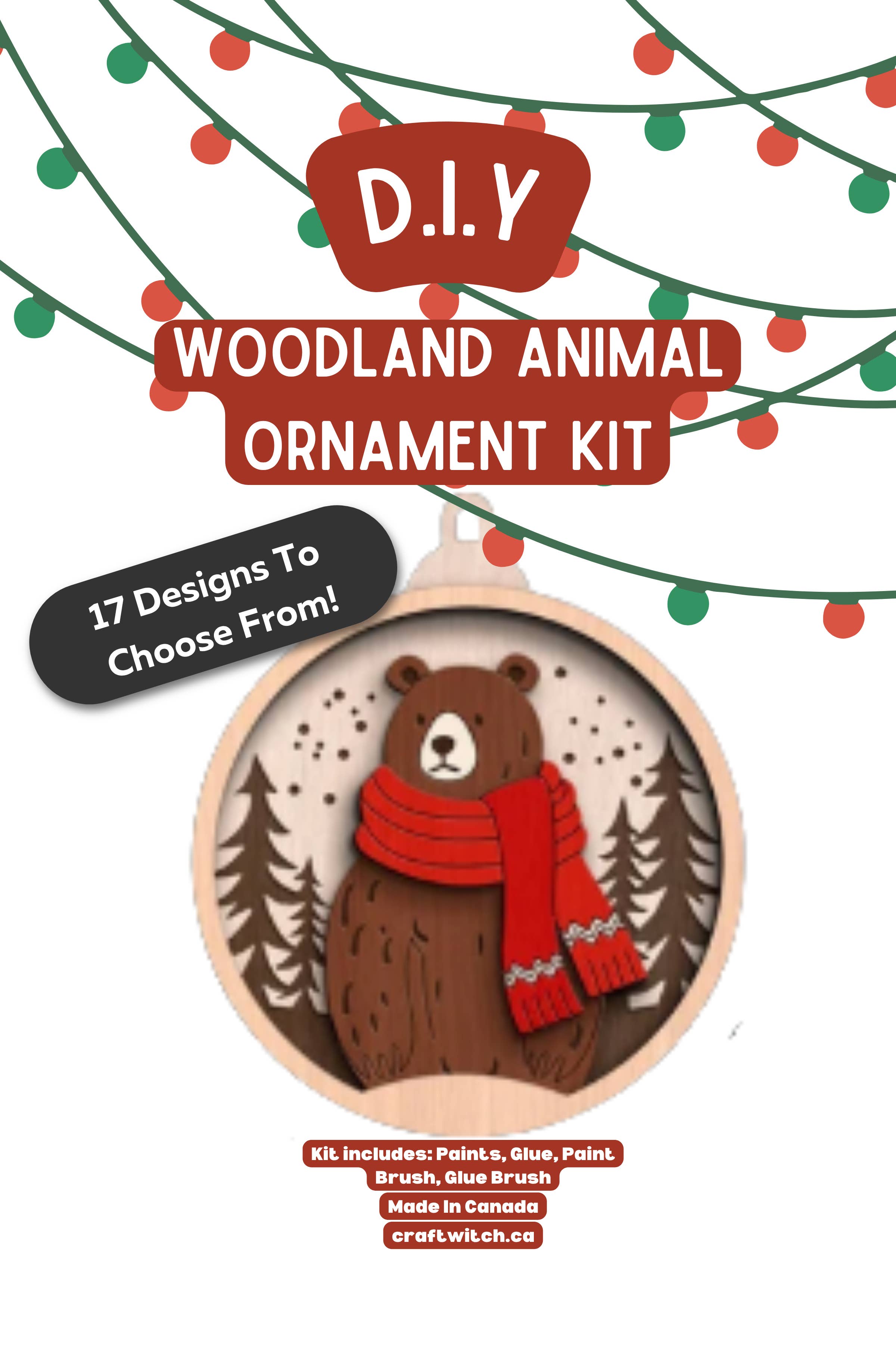 The Craft Witch - Wholesale Ornament - Brown Bear w/ Scarf Winter Wonderland Ornament Kit