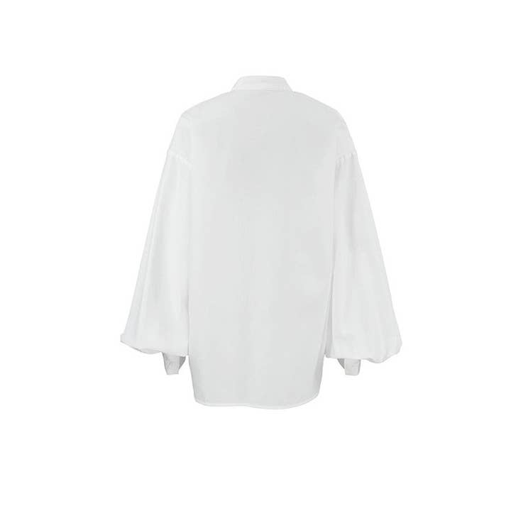 UZ Wholesale Store - Wholesale Buttoned-down shirt – Women's - Casual and Stylish Loose Lantern Sleeve Shirt with Unique Design2