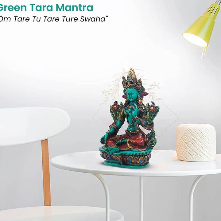 Lungta Imports - Venta al por mayor Escultura - Gran estatua de resina de Tara Verde, diosa madre budista tibetana4