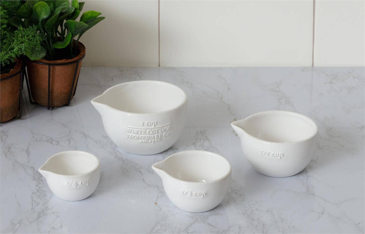 Audrey's Home & Gift - Wholesale Measuring Cup - White Cottage Ceramic Measuring Cups (Set Of 04)1