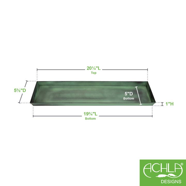 Green Patina Finish Galvanized Steel Planter Tray, Green, Small, 2-Pack for wholesale on Faire