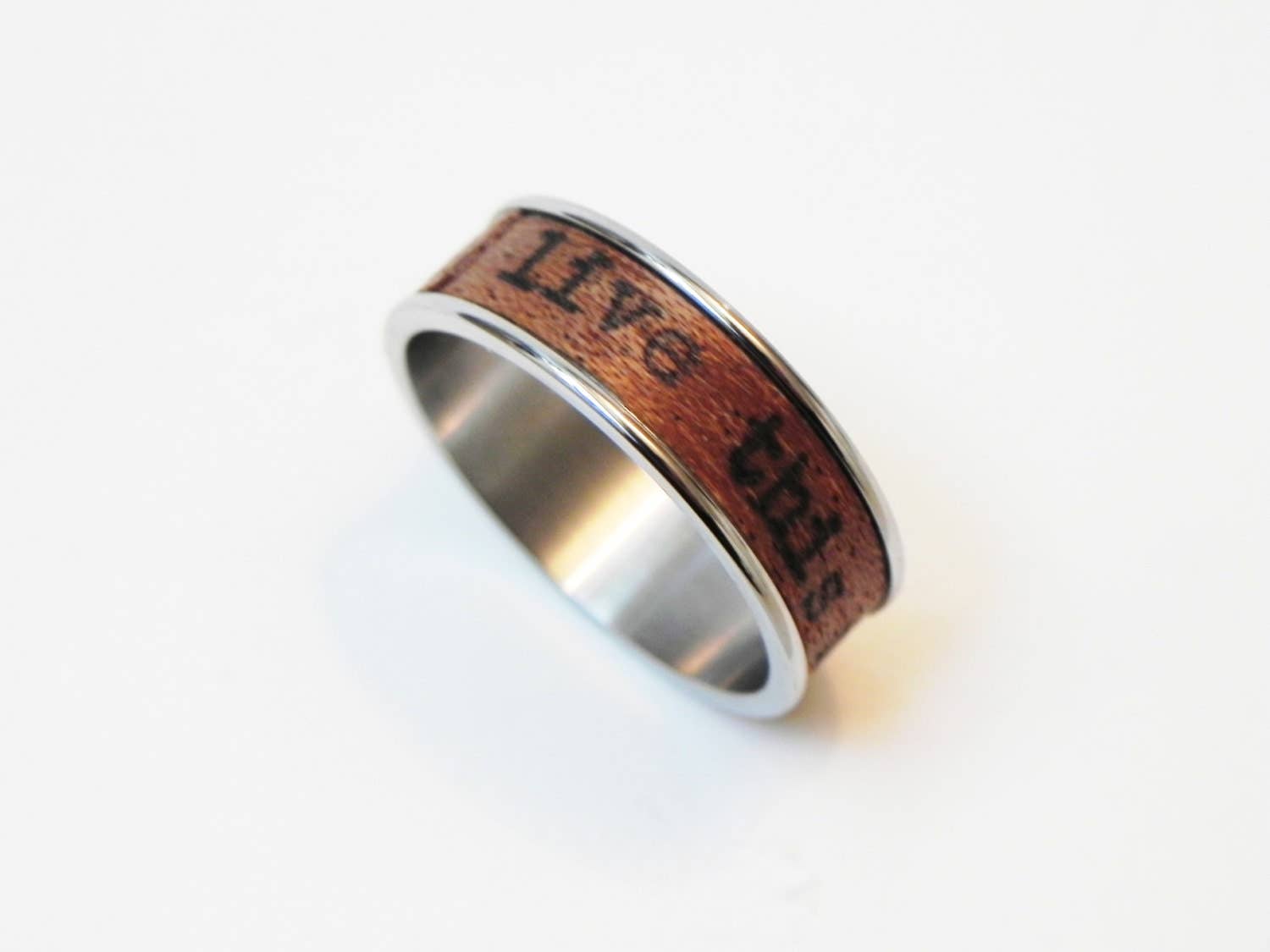 Resolute Star – wholesale Band/stacked ring – Wood Ring "live This Moment" : Men Engagement Ring1