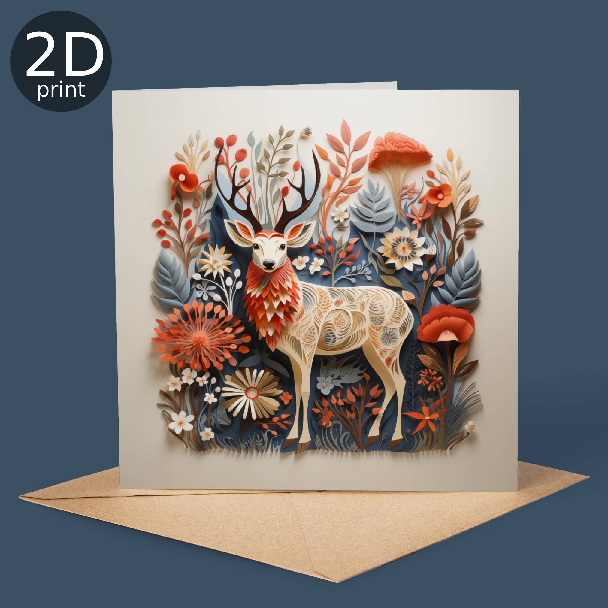 Good Post Day - Wholesale Everyday Greeting Card - Red Deer Botanical 2D Printed Card1
