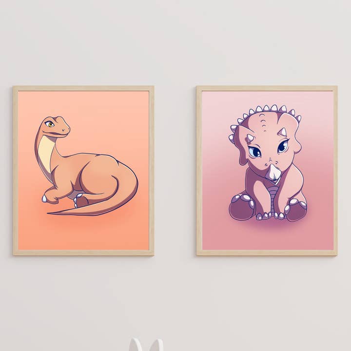 Pastel Baby Dinosaur Print for wholesale by Burrows Arts