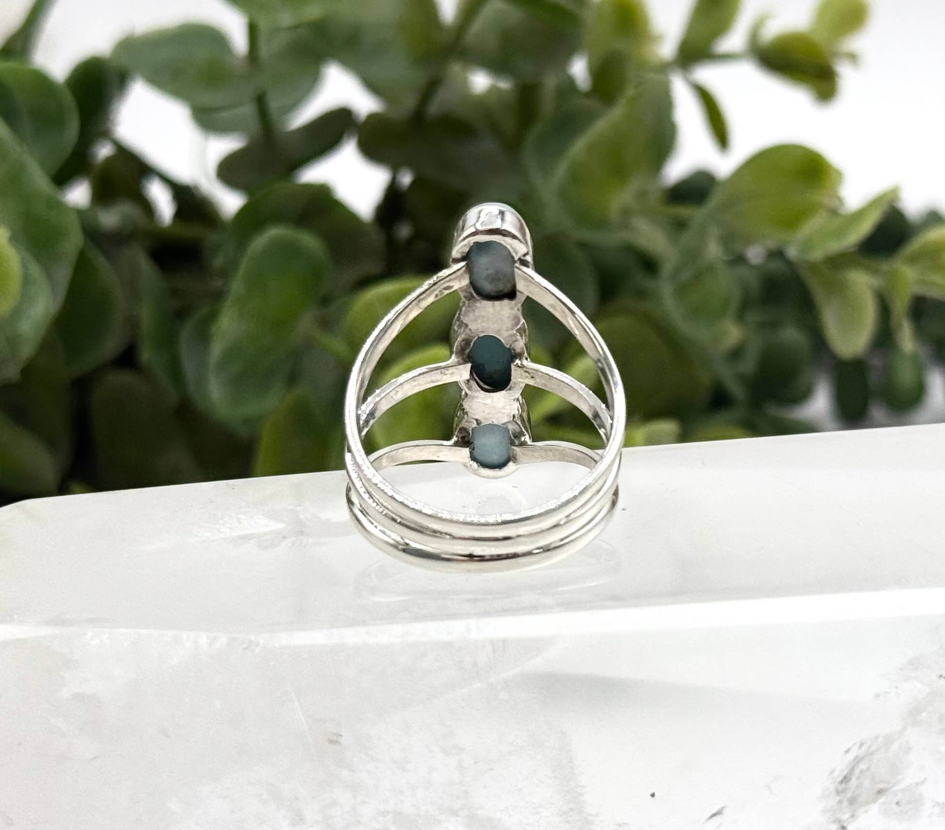 Meraki Gemstones - Wholesale Single Stone/Solitaire Ring - Larimar 3 stone ring gemstone 925 Silver Ring 2