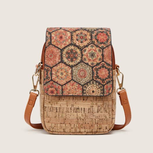 Whisper Mint - Wholesale Crossbody Bag - Women's - Bohemian Cork & Leather Paper Phone Bag| Crossbody Bag1