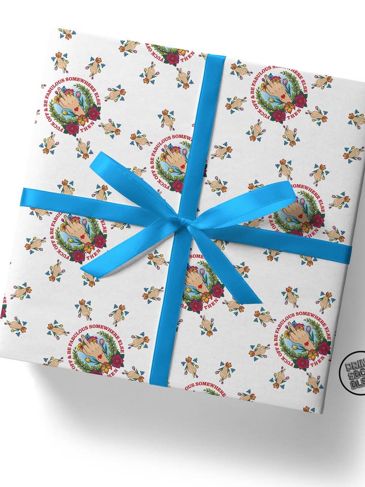 Papier Cadeau Doigt d'Honneur Tatouage - Feuille Plate pour la vente par Sweary Card Lady