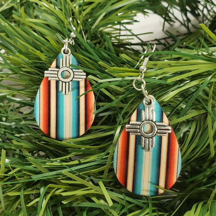 Zia Earrings, Natural Serape Print Earring, Southwestern Ea for wholesale by Small Blessings by LuLu