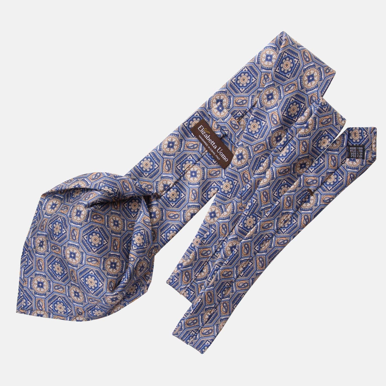 Elizabetta Made in Italy USA – Gravata - Homem por atacado – Mantova - Gravata de Seda Impressa - Azul (XL)5