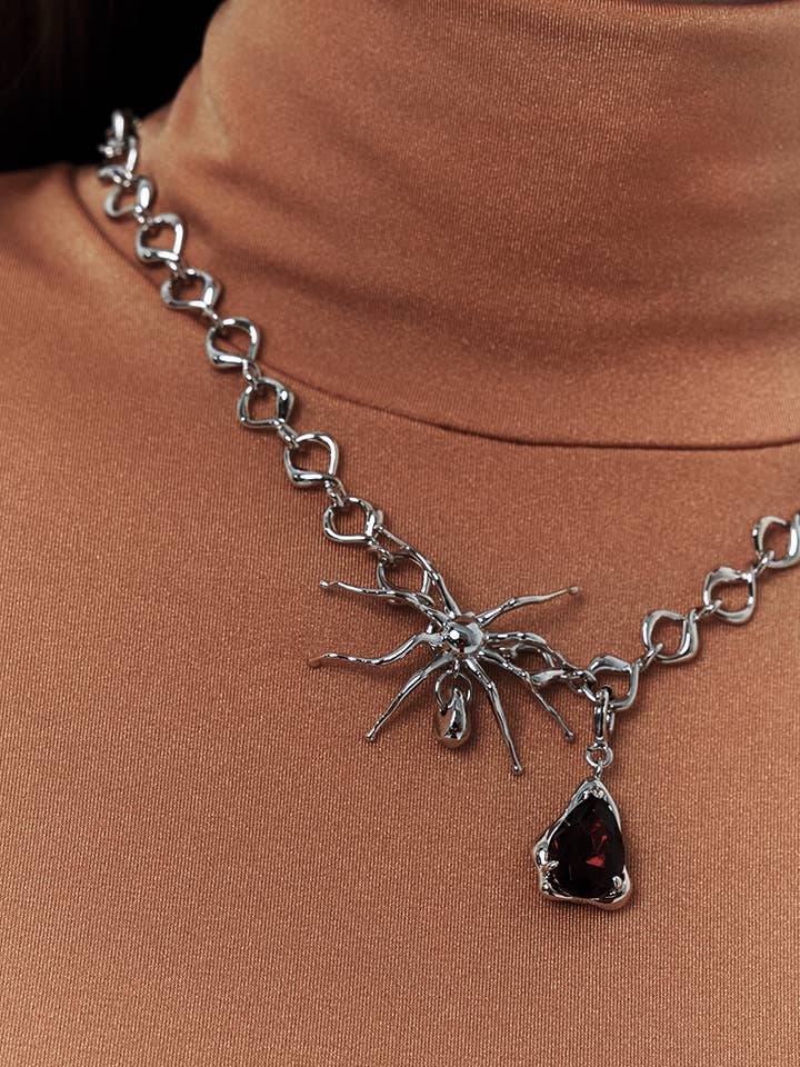 KINDNESS minimal silver Ungoliant spider necklace genderless for wholesale by KINDNESS