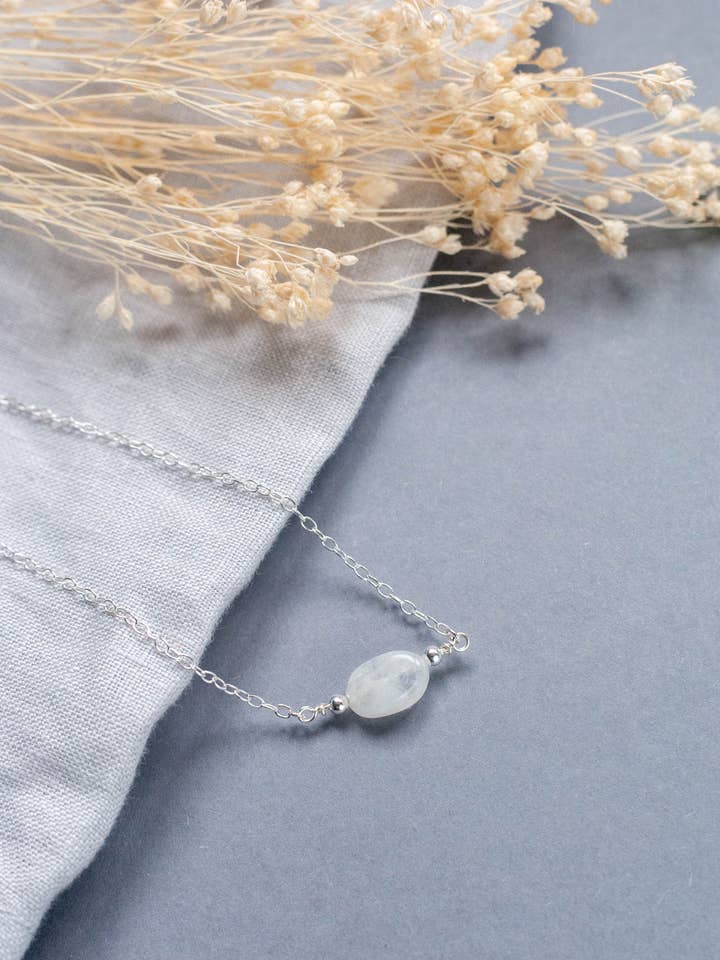 Sterling Silver White Moonstone Necklace for wholesale by Honeydew Club