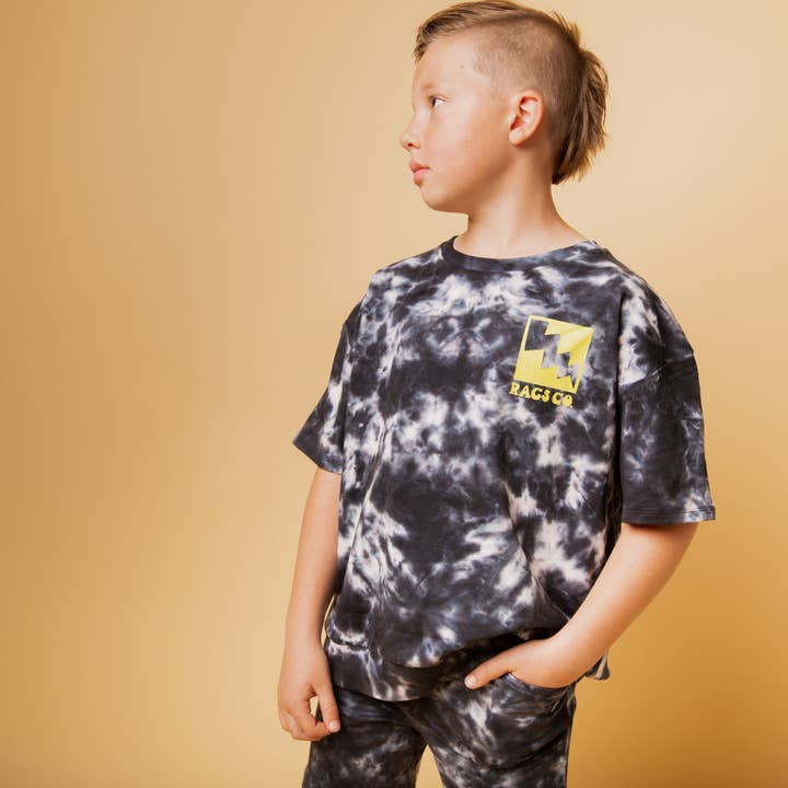 RAGS - Wholesale T-shirt – Kids - Short Sleeve Crewneck - B&W Tie Dye