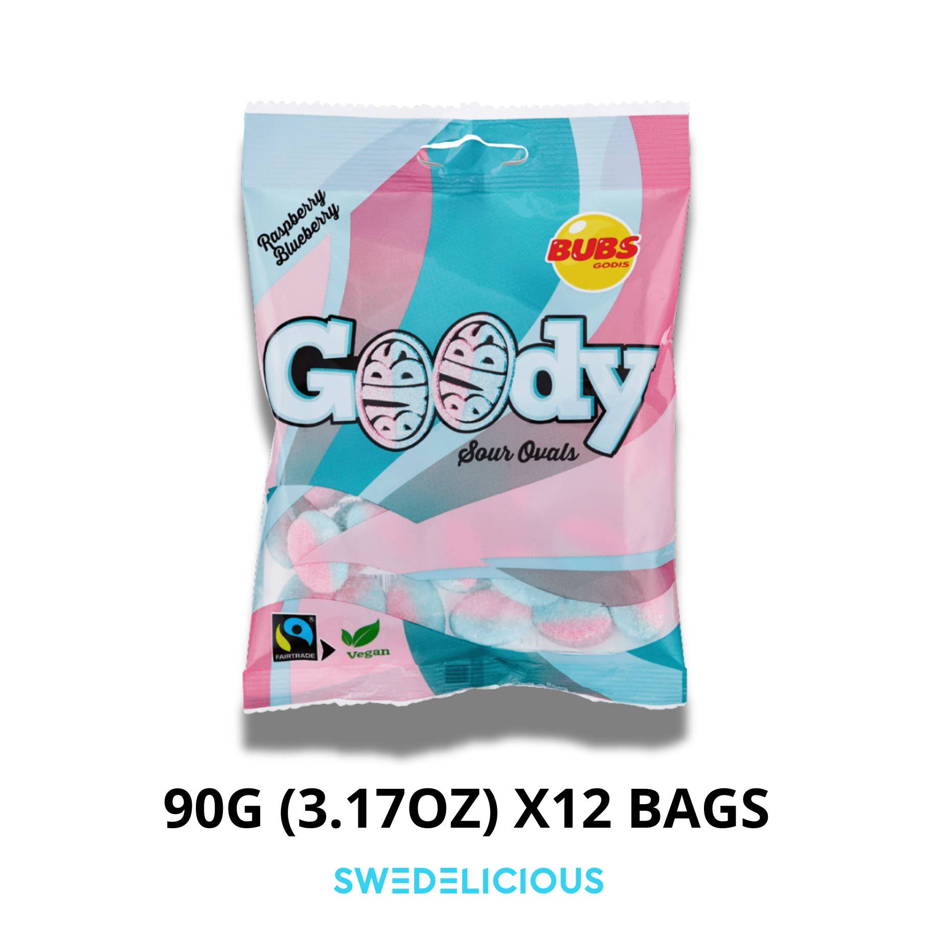 Swedelicious - Swedish Candy - Wholesale Gummy - Bubs Goody Sour Ovals Raspberry Blueberry - Swedish Candy