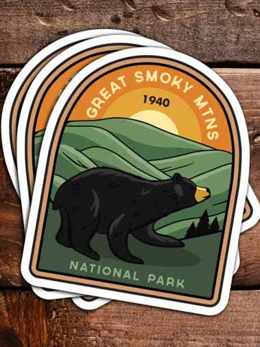 Great Smoky Mountains National Park Sticker for wholesale by Hike and Draw