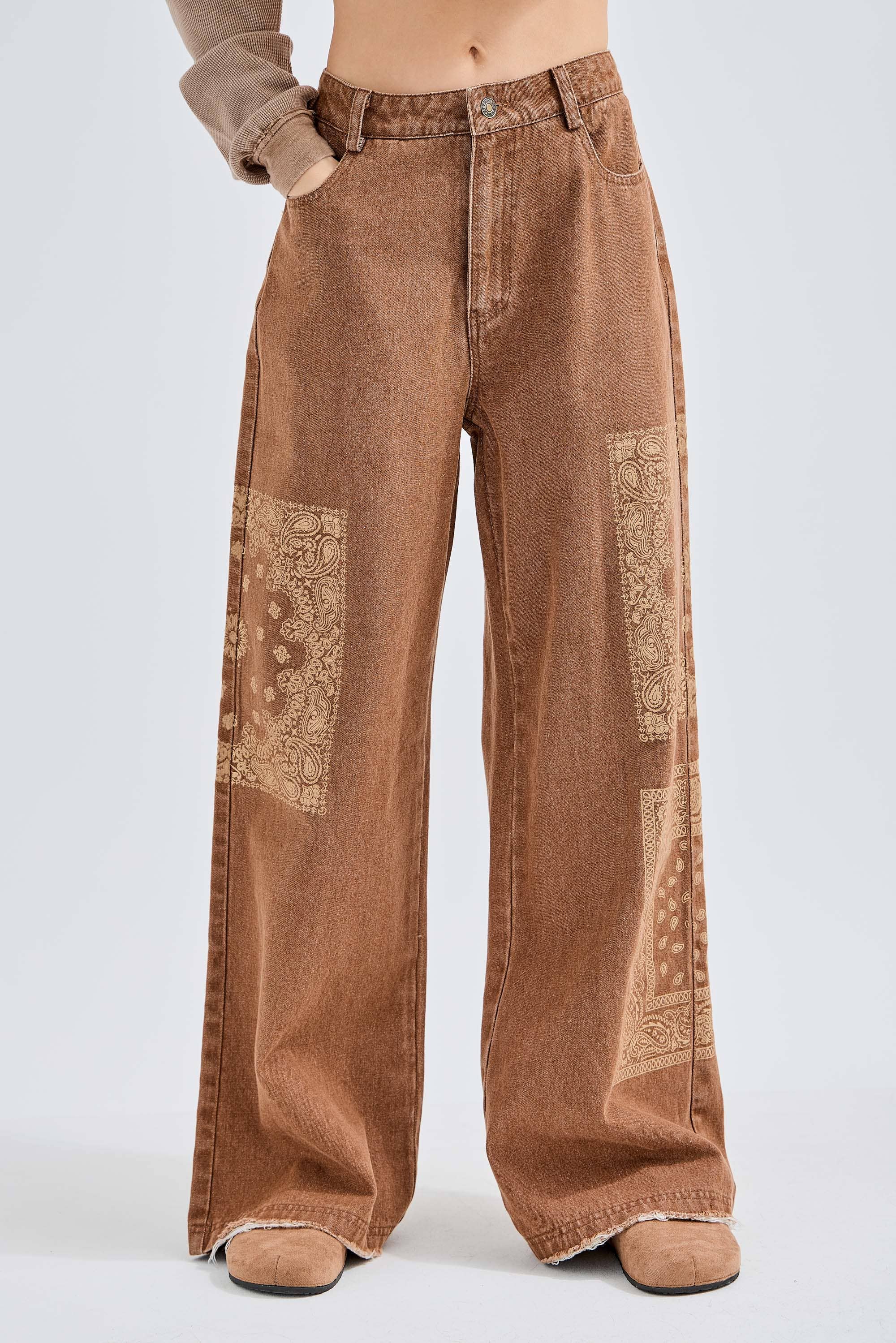 J.Her - Wholesale Jeans - Women's - Bandana Printed Boho Magic Stretchy Jeans DC5371