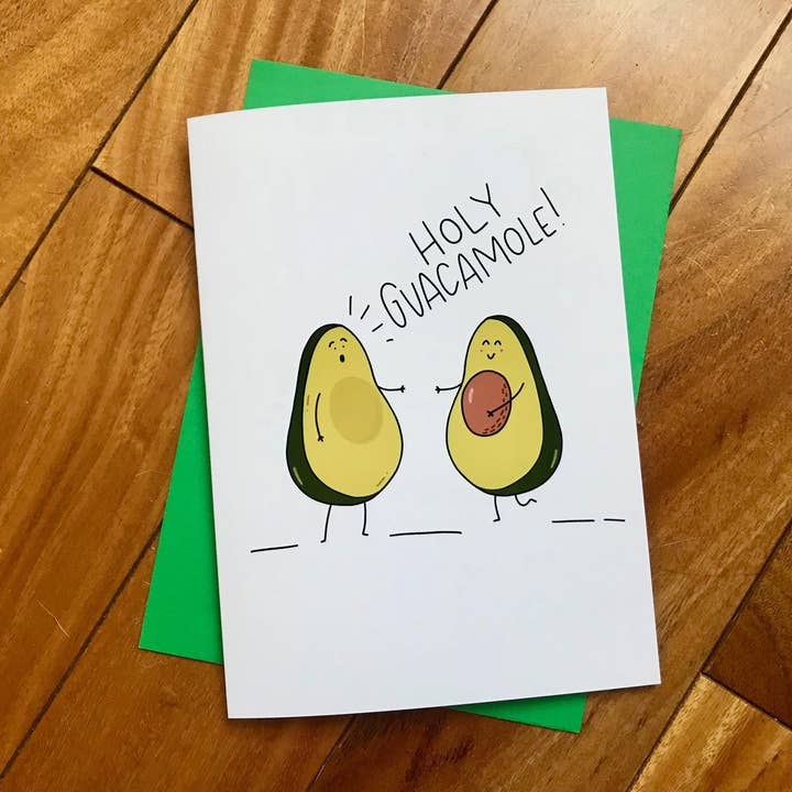New Baby Pregnancy Handmade Card Holy Guacamole Avocado by StoneDonut Design for wholesale by Stone Donut Design, LLC