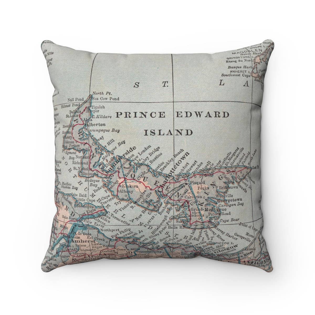 Daisy Mae Designs - Vente Coussin décoratif - Coussin Carte de l'Île-du-Prince-Édouard – Coussin Carré 18"0