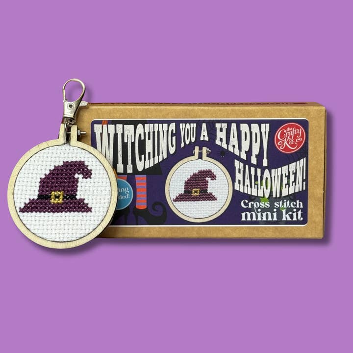 'Witching a Happy Halloween' Mini Matchbox Cross Stitch Kit for wholesale by The Crafty Kit Company