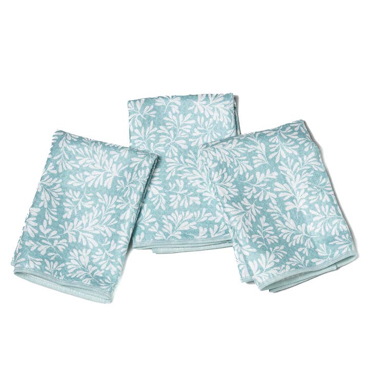 Once Again Home Co. - Wholesale Tea Towel - Mighty Mini Towel (Set of 3) - Herbage in Turquoise