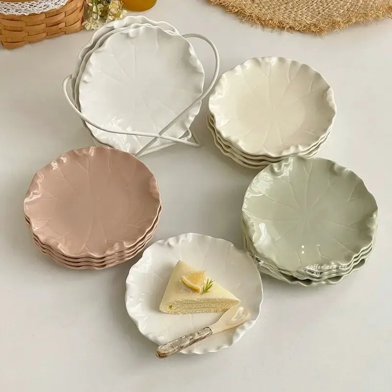Otterware - Wholesale Appetizer Serveware - Elegant 6" Ceramic Leaf Dessert & Appetizer Plate (4 colors)5