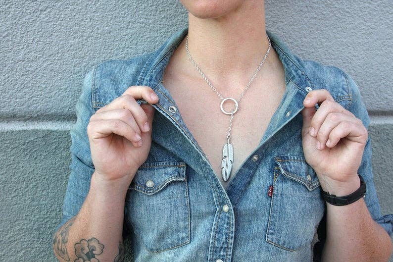 daniAWESOME - Wholesale Y-Neck/Lariat Necklace - Feather Lariat Necklace 3