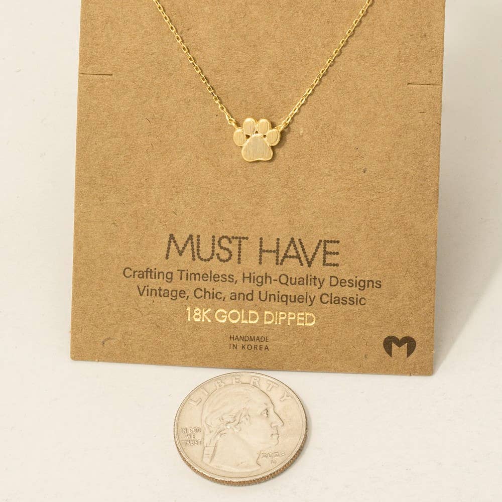Fame Accessories - Wholesale Pendant/Charm Necklace - Mini Paw Print Charm Necklace2