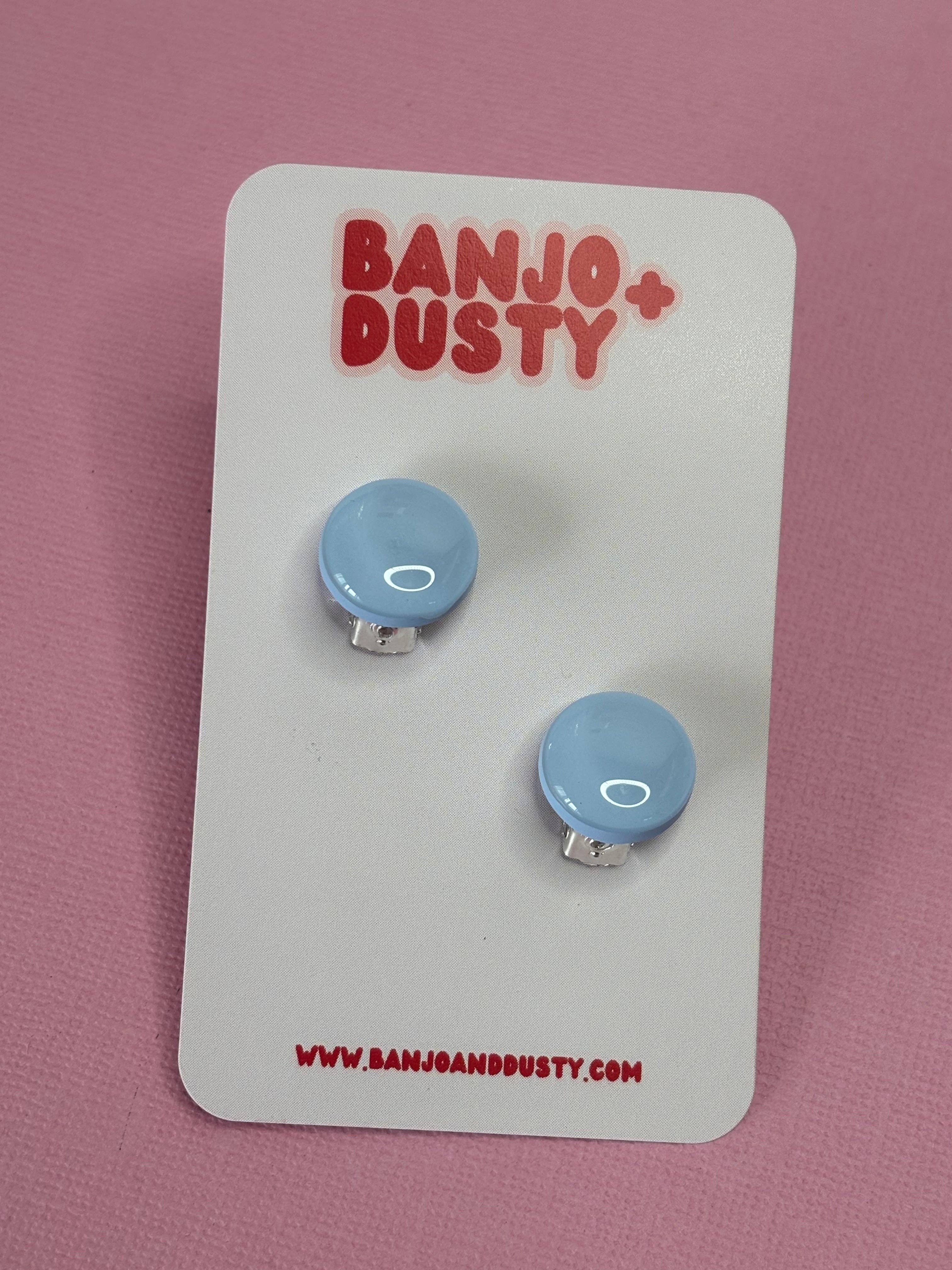 The Dusty Collective - Wholesale Stud/post earrings - Clip on studs 15mm baby blue