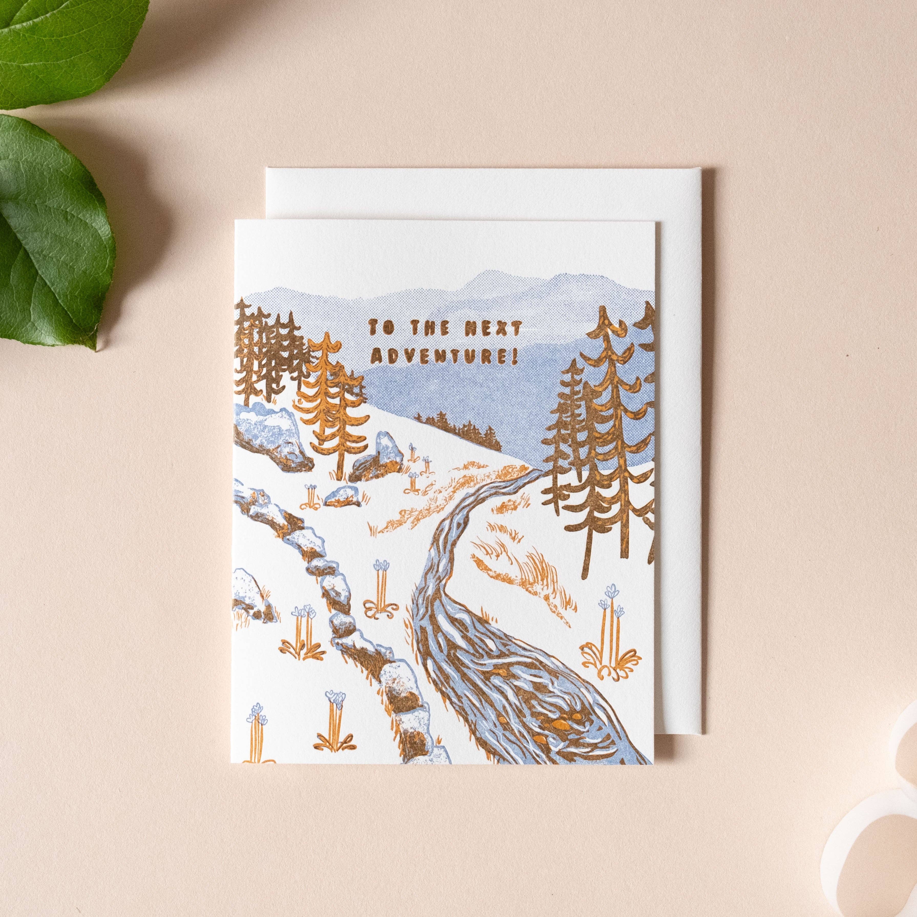 Homework Letterpress Studio - Wholesale Everyday Greeting Card - Adventure Stream | Mountain | Letterpress Card2
