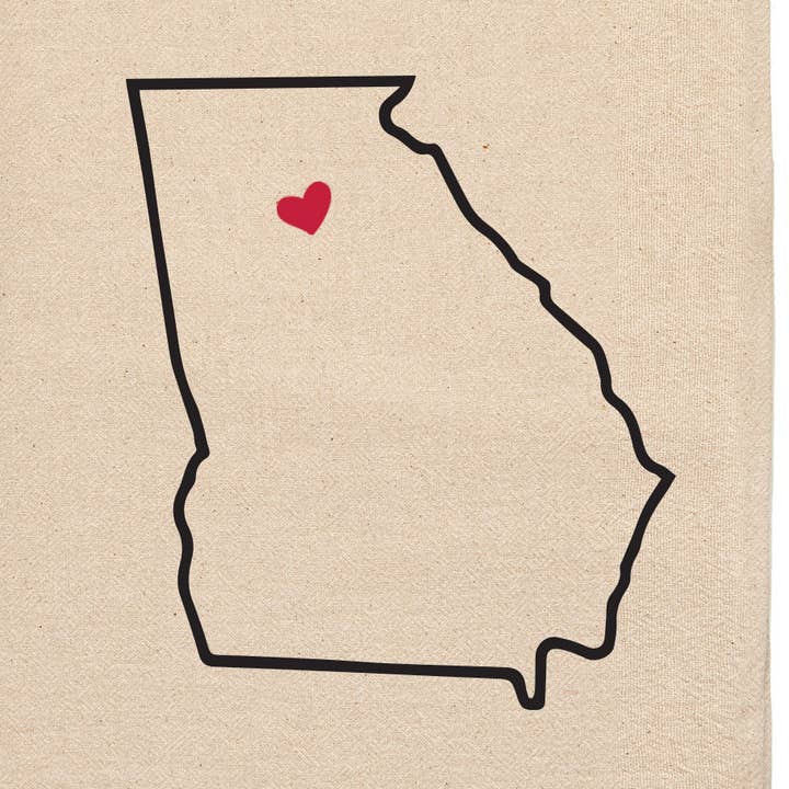 Georgia Love My State Kitchen Tea Towel With Heart Pin for wholesale by ellembee gift