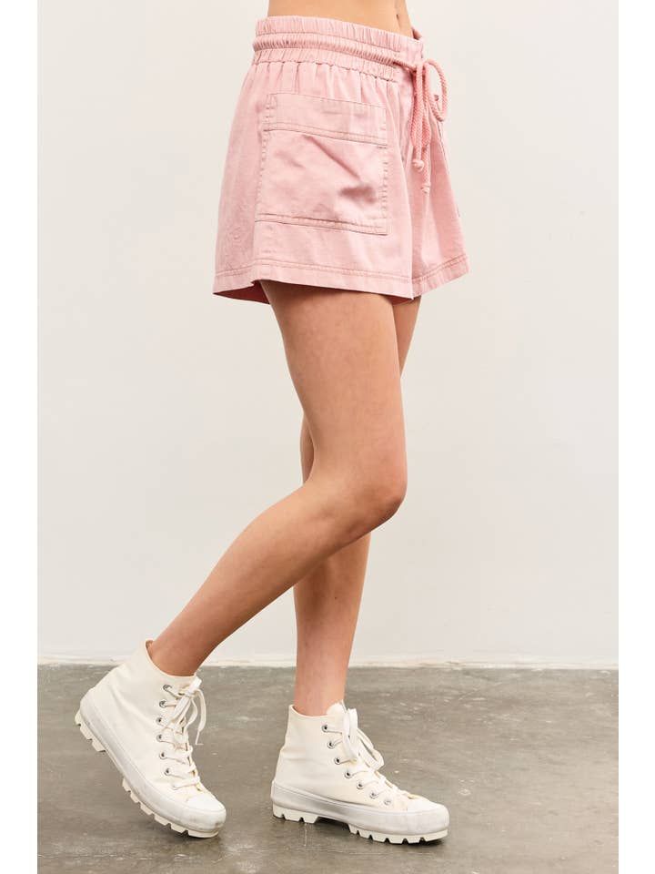 Mustard Seed - Wholesale Shorts - Women's - ELASTIC BANDED TIE FRONT POCKET SHORTS