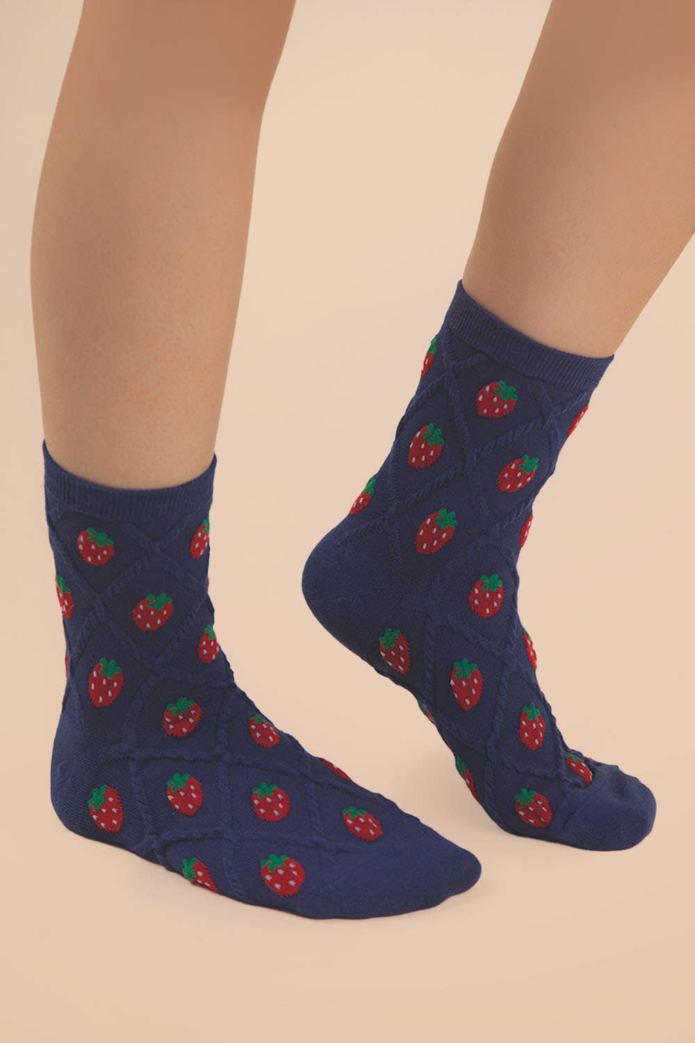 VERY J - Vente Chaussettes – femme - SC10040C - Chaussettes texturées à imprimé fraise2