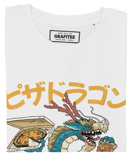 Weiß Weißes Pizza-Drache-T-Shirt aus 100% hochwertiger Baumwolle für den Großhandel auf Faire1