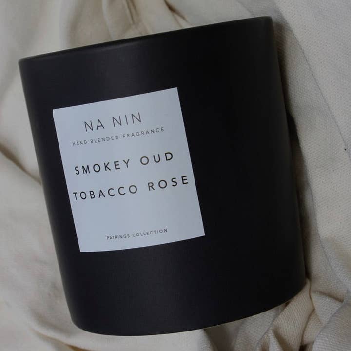 Na Nin – wholesale Jar/filled candle – Smokey Oud & Tobacco Rose Candle / Available in Multiple Sizes2