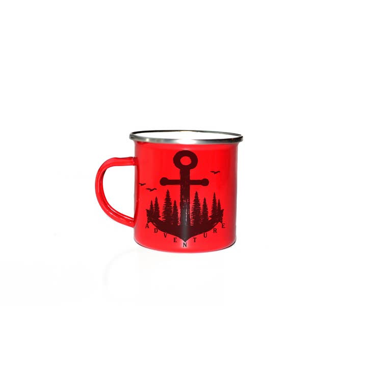 The Traveled Lane® - Wholesale Coffee Mug - Adventure Anchor Camp Mug, Enamel Camp Mug, Coastal Gifts