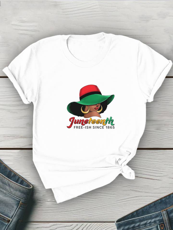 Top Avenue - Wholesale T-Shirt (Graphic) - Unisex - Juneteenth Sun Hat Unisex Round Neck Tee0