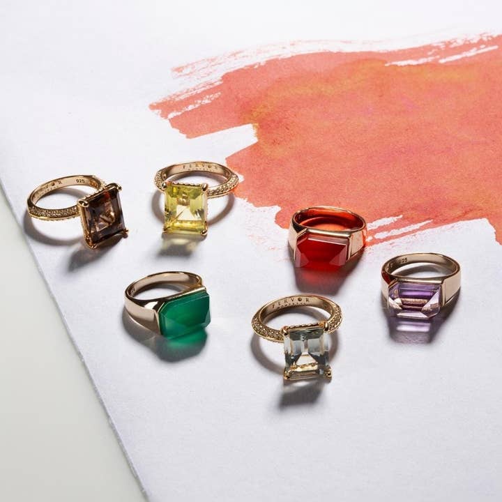 Fervor Montréal - Wholesale Cocktail/Statement Ring - Green Amethyst Emerald Cut Cocktail Ring