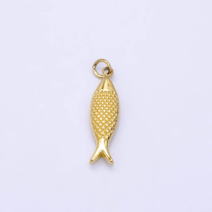 Stainless Steel Scaled Fish Animal Minimalist Charm | P1424 for wholesale by Aim Eternal