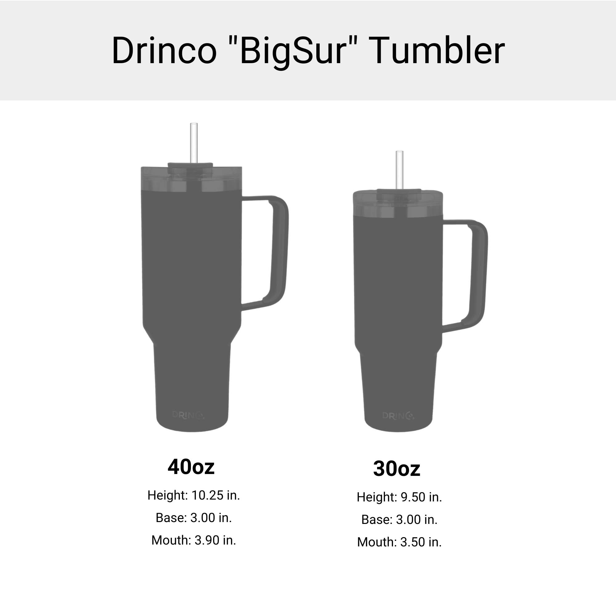 Drinco - Vendita all'ingrosso Bicchiere/tazza termica - Bicchiere termico Drinco BigSur da 40 oz e 30 oz con manico, cannuccia e coperchio flip12
