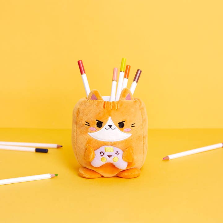 Balvi - Wholesale Pencil Holder - Pen holder, Fluffy Kawaii Gamer, plastic/fabric1